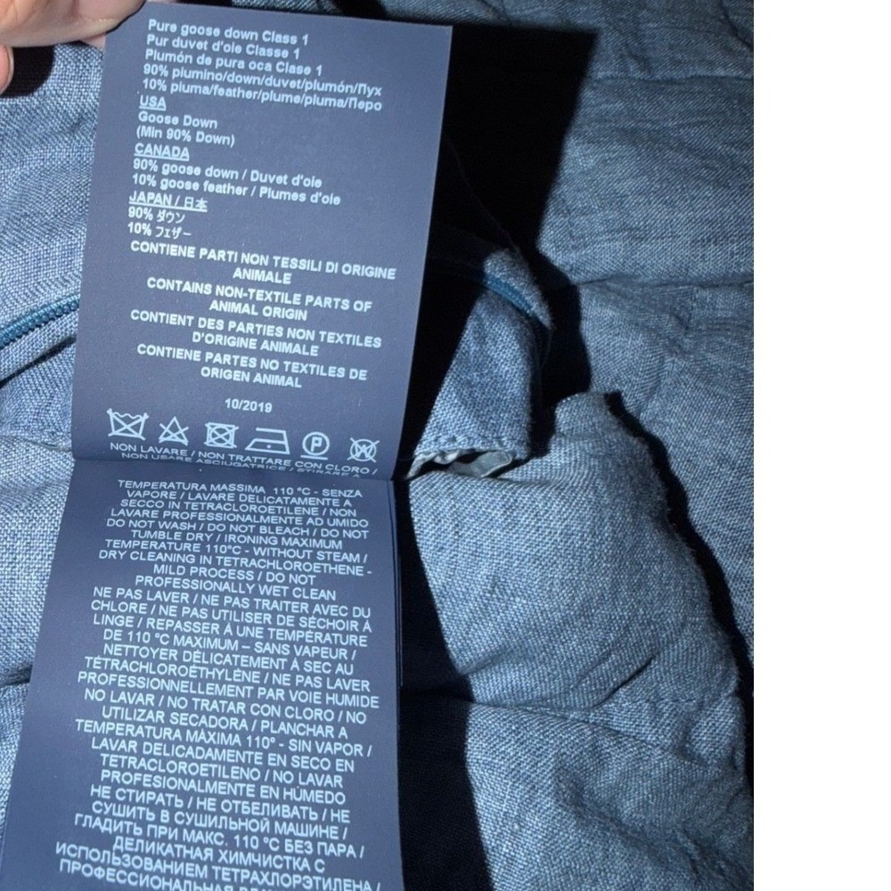 Herno Puffer Jacket Medium Blue Linen Blend Coat Quiet Luxury Italian Designer - Picture 13 of 15